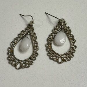 Filigree Earrings with Drop Center